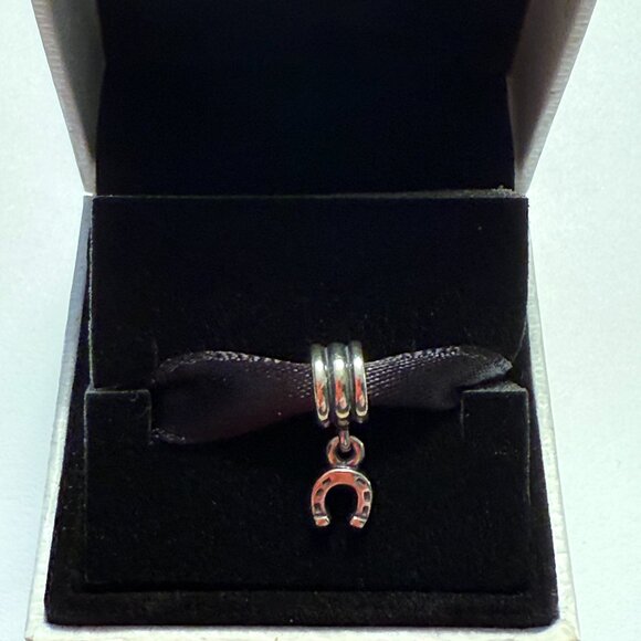 Authentic PANDORA Sterling Silver Charm HORSESHOE DANGLE #790259 Retired NEW - Picture 1 of 2